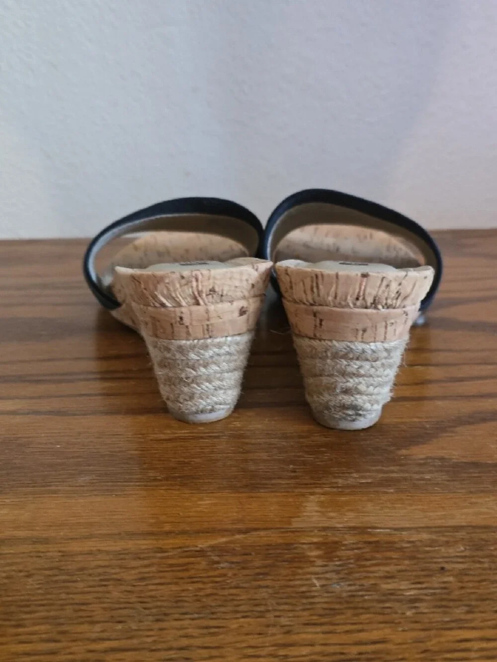 White Mountain Black Cork Wedge Slides Size 8 1/2 Tote D